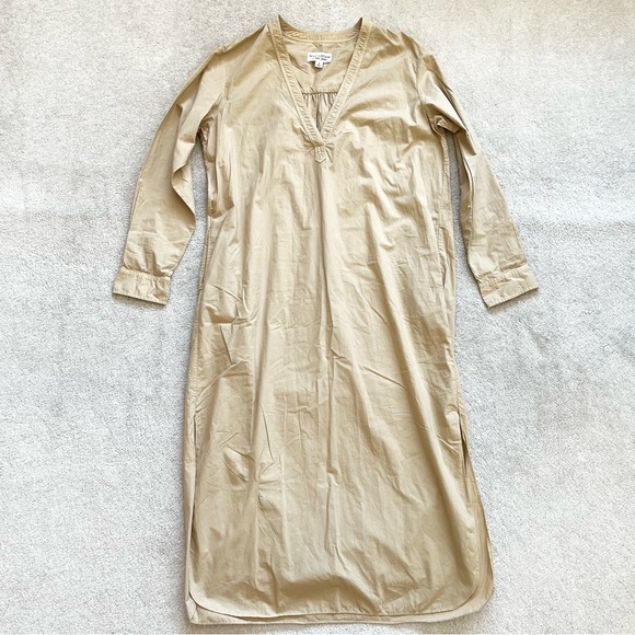 NILI LOTAN RAVEN Dress Size Small Cotton Poplin Midi Sand Beige LAGENLOOK - Picture 3 of 13